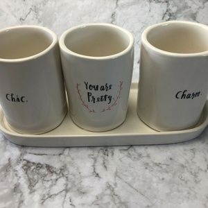 Rae Dunn ceramic YOU ARE PRETTY make up brush hold